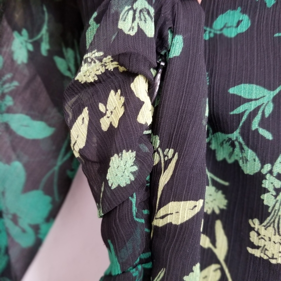 NWT A New Day Green Black Floral Ruched Front Bodycon Mini Dress Size XL - Picture 5 of 10